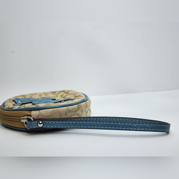 Coach Sea Horse Signature Coin Purse *Light Khaki/Blue* EUC - Picture 6 of 17